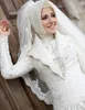 Luxe Moslim Baljurk Trouwjurken Hoge Kraag Beaded Lace Volledige Mouwen Saoedi-Arabië Bruidsjurk Traditioneel Midden-Oosten Huwelijk Hijab