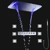 Bathroom Shower Faucets System SPA Misty Waterfall Rainfall ShowerHead Thermostatic Mixer LED Rain Shower With Massage Body Jets Set