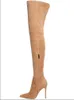 품위있는 디자이너 여성 허벅지 높은 부츠 패션 지적 발가락 스틸 레토 힐스 겨울 10 CM 펌프 신발 3 색 스트레치 레이디 부팅