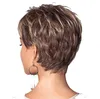 SHUOWEN Synthetic Wigs Ombre Color Short Cut Simulation Human Hair Wig perruques de cheveux humains Pelucas SW-WIG-71