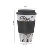 14オンスの竹繊維のカップ竹のコーヒーカップの再利用可能な飲み物のカップはシリコーンカップのカバーとふたが付いているマグカップ
