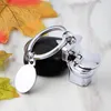 Novelty Trinket Mini Söt Toalett Keychain Silver Färgvän Rolig Presentknapp Ring Kall Unik Vatten Closetool Commode Keychain