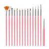 15 st nagelborste uppsättning för dekoration nagellackborstar UV Gel Polska borstar Nail Art Tools Manicure Tools Kit