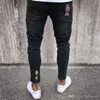 Jeans Masculinos Mens Magro Black Blue Rip Stretch Fit Stretch Casual Denim Street Wear Bicer Hip Hop S-4xl