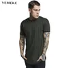 YEMEKE Yeni Tshirt Erkekler Şerit Baskılı T Gömlek Moda Dikiş O-Boyun Kısa Kollu Slim Fit Siyah Ordu Yeşil T Gömlek Erkekler