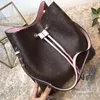 Noe Designer Best Real Leather Brand Damskie 44022 Torebki Trendy Torba Wiadro Neonoe Monogrom Płótno Calfskin Lady Torba na ramię 888 Nooe