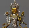 7.9 "チベットチベット仏教Paktong White Tara Kwan-Yin女神Guan Yin Statue