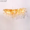 Modern Luxurious Crystal Pendant Light Modern Popular Gold Color G9 Crystal Rectangl Suspension Chandelier Light forRestaurant Hotel Project