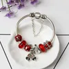 Großhandel-925 Murano rote Glas Charm Perlen Armband für Frauen / Kind Original DIY Schmuck Stil Fit Pandora Weihnachtsgeschenk Schmuck