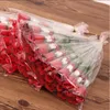 30 pieces/lot Simulation Rose Flower Single Red Roses Cartoon Bear With a heart-shaped Sticker Valentines Day Gift Mothers Day Gift Wedding