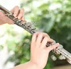 Western Concert Flute Silver Plated 16 Holes C Key Cupronickel Woodwind Instrument with Cleaning Cloth Stick Bag