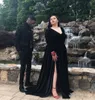 2020 Sexy Plus Size African Black Velvet Lange Abendkleider volle Hülsen-formale Abendkleider Side Split Partei Gala Kleid Günstige Robe de soirée