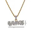 Мужские Iced Out SAVAGE ожерелье цвета золота гальваническим Micro Pave Кубический циркон Hip Hop Gems Druzy ювелирные подарки
