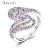 Fashion-l Candy anello di cristallo colorato Gioielli di moda bague aneis anel Anello di barretta carino grande gioielleria