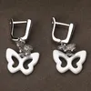Fashion-g Schmetterlings-Ohrringe mit Bling-Kristall, schwarz-weiße Keramik, modisches Temperament, koreanische Ohrringe, Modeschmuck