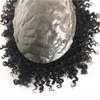 Afro Curly Toupee Pour Hommes Pleine Peau Pu Hommes Toupee Système De Remplacement Remy Cheveux Vague De Cheveux Humains Toupee Haute Qualité Noir Hommes Perruque