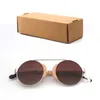 Luxary-Lady Polarized Солнцезащитные очки Wood Round Travel Вождение Солнцезащитные очки UV400 Розовый синий объектив с бамбуковыми очками Коробка Гафас де Соль