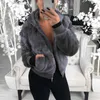 Femmes en peluche fausse fourrure à capuche vêtements d'extérieur 19ss poche à capuche manteau chaud pull extérieur décontracté solide outwear chaud veste courte pardessus LJJA3012