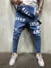 Novas calças masculinas de cor sólida macacão jeans letras impressas magro ajuste calças jeans macacões suspensórios streetwear247j
