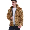 Herbstleoparddruck Faux Nerz Lederjacke Herren Winter verdicken warmen Pelzledermantel Männer Jacken mit Kapuze Jaqueta de couro B22