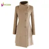 여성용 겉옷 코트 자켓 겨울 옷깃 양모 트렌치 재킷 긴 소매 오버 코트 여성 따뜻한 코트