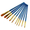 Aquarel Gouache Paint Borstels Sets Blauw Houten Handvat Nylon Haar 10 Stks Schilderen Pen Stationaire Kunstbenodigdheden