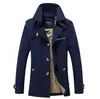 Plus Storlek M ~ 5XL Popplular England Designer Slim Turtle Neck Jacket Windbreaker Medium Long Höst Spring Mäns Trench Coats