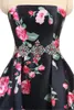 Real 2021 Strapless Prom Dresses Flower Print Satin Ball Gown Formal Dress Evening Party Wear Beaded robes de soirée