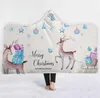 Christmas Hooded Cloak 3D Printed Cape Xmas Swaddling Plush Sherpa Fleece Blankets Soft Bedding Quilt TV Nap Wrap Shawl Carpet 130*150 C6200