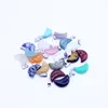 Natural Stone Charms Moon Shaped Pendant Quartz Crystal Healing beads DIY Jewelry making Necklace Whole 30 pcs lot309N