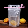 Suco descartável bebidas saco de plástico de café líquido Bag Verão bebida clear Ferramentas Pouch Com Palha Partido acessórios