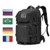 Outdoor Backpacks Tactical Backpack Rucksack Bag Mens Women 45L Army Bagpack Sports 3P Flag Waterproof Molle Bags Packs3017383