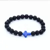 Naturlig lava Bead Armband Cross Män och Kvinnor Essential Oljediffusion Yoga Smycken