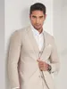 Custom Made Beige Men Suits Simple Wedding Suits Bridegroom Groomsmen 3Piece Slim Fit Formal Blazer Prom Tuxedos (Jacket+Pants+Vest)