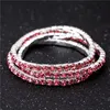 Bonitas filas de pulsera de diamantes de imitación de cristal, pulsera ostentosa para mujer, joyería hermosa, pulsera nupcial de boda a la moda