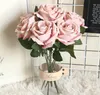 30cm Short Big Artificial Roses Branch Flowers Wedding Home Decoration Flannel Fabric Cute Pink Fake Flowers Crafts Party Decoration GD208