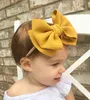 Cute Big Bow Hairband Baby Girls Berbeć Dzieci Elastyczne Opaski Wiązane Nylon Turban Głowy Okładki Bow-Knot Akcesoria do włosów