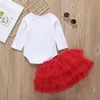Baby Girls Outfits Letter Printed Kids Romper Red Skirts 2PCS Sets Girl Net Skit Suits Children Clothes Summer Kids Clothing DHW2538