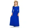 Casual O Neck Dress Girls Dresses Kids Solid Maxi Dresses Swing Holiday Long Dress Princess Long Sleeve Plain Sundress Clothes AZYQ6845