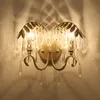 Oda Koridor Yaprak Duvar lambası Banyo Işık Duvar Işıklar Yemek Nordic Kristal Duvar Lambası W39cm H36cm 2heads Salon Yatak odası