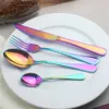 4 Pcs Stainless Steel Colorful Cutlery Set Rainbow Gold Plated Dinnerware Creative Dinner Set Fork Knife For Wedding And Hotel C18112701