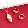 Populära Etiopiska Örhängen Halsband Hängsmycke Set Joias Ouro 24K Guldfyllda Smycken Afrikanska Bridal Smycken Sets