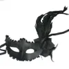 Partihandel-Sexiga Kvinnor Ladies Venetian Black Lace Feather Eye Face Mask för Masquerade Halloween Party Prom Carnival Fancy Dress Costume