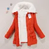 Kvinnor Winter Parkas Fashion Mid Long Wadded Coat Kvinna Hooded Tjock Bomull Varm Jacka Overcoats Plus Storlek XXL11