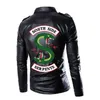 Mäns Jackor Riverdale servents South Side Spring Motorcycle PU Läder Moto Män Slash Zipper Lapel Biker Rider Coat