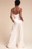 Jumpsuit Pants aftonklänningar sommar med fickor Spaghetti Neck Zipper Back Dramatic Beach Ceremony Mother of Bride Dress9096264