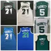 Mens Broderi # 21 Kevin Garnett Jersey svart blå vit 34 # Paul Pierce Jersey 5 # Kevin Garnett 20 # Ray Allen Jerseys Stitched Size S-XXL