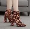 Plus Size 35 a 40 41 42 sexy leopardo stampa a punta tacco Designer Shoes Bootie della caviglia