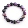 Handmade Gemstone Bracelets Natural Stones Healing Power Crystal Elastic 14mm Ball Beads Stretch Beaded Bracelet Unisex (Amethyst)