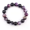 Handgjorda Gemstone -armband Naturliga stenar Healing Power Elastic 14mm Ball Pärlor Stretch Beaded Armband Unisex (Amethyst)